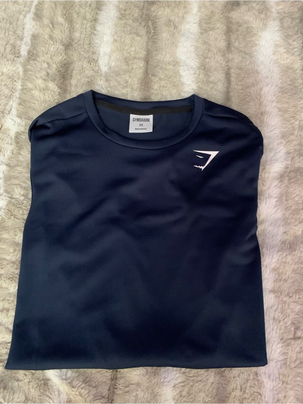 Gymshark Navy Long-Sleeve Athletic Tee with White Logo